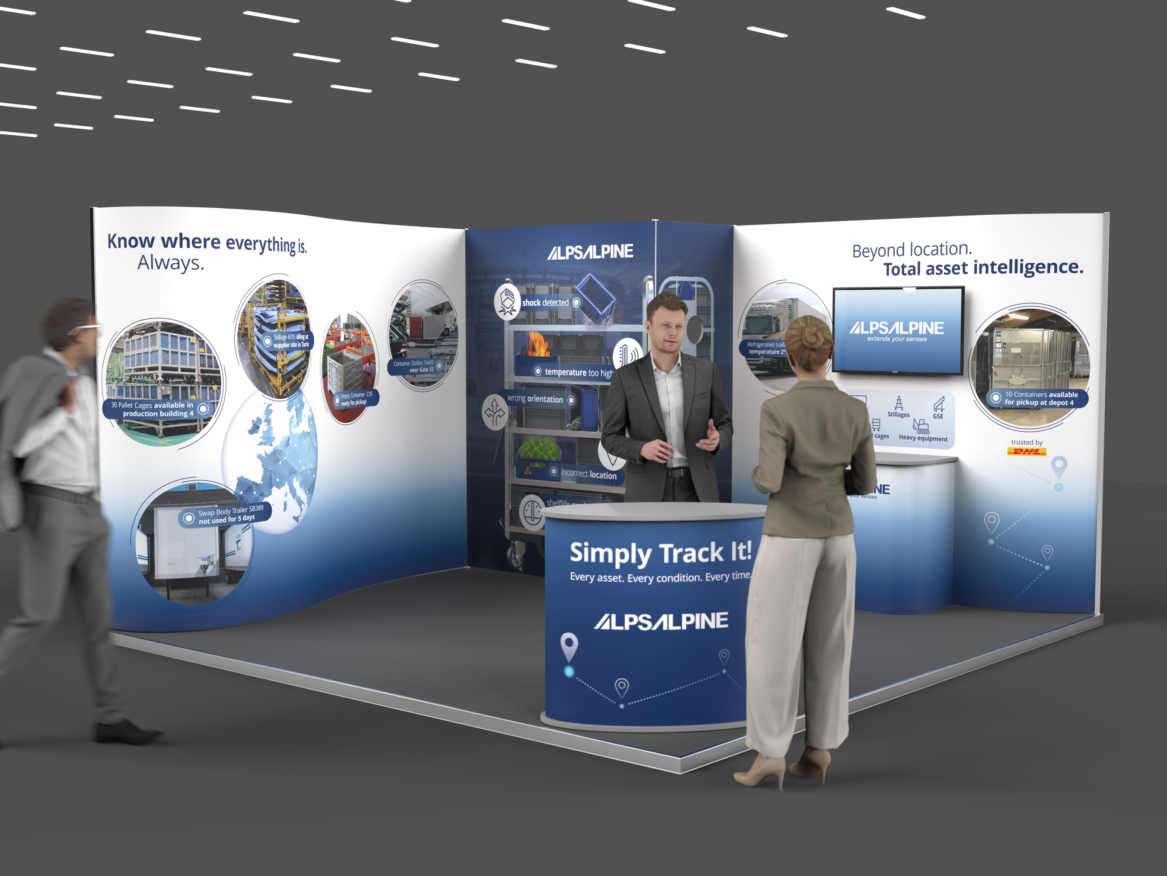 260505 Alps Alpine Messestand Tracker Stand 4m A06 People