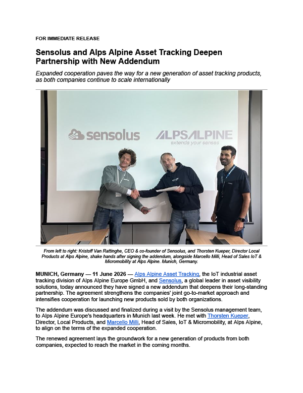 Sensolus Alps Alpine Press Release rev2
